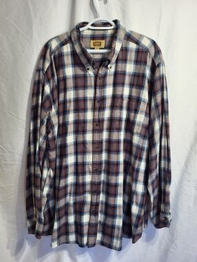 The Foundry Supply Co. Men's Plaid  Shirt in Blue, White & Brown, Size 3XL TALL